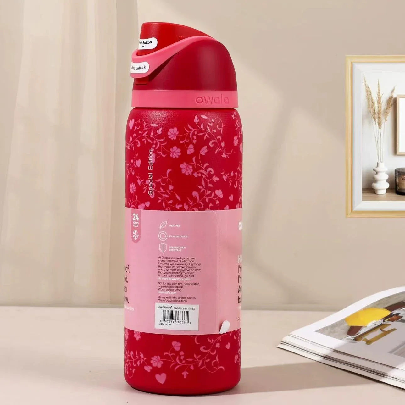 Momenvera Insulated Stainless Steel Water Bottle with Straw-32oz