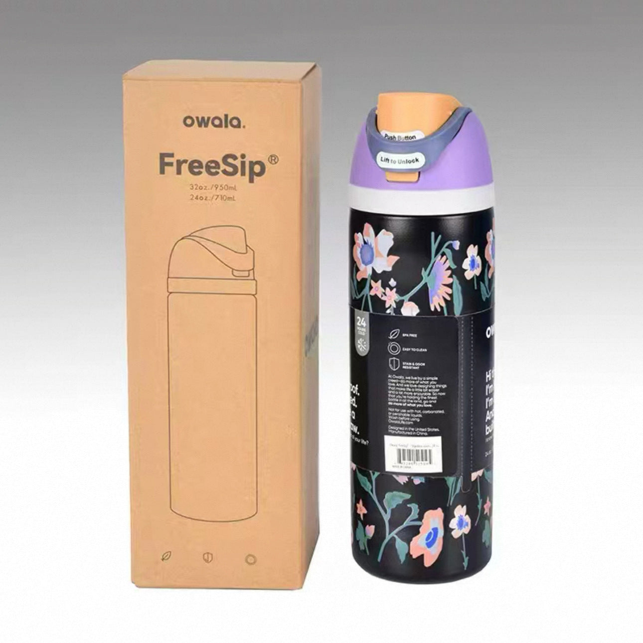 Momenvera Insulated Stainless Steel Water Bottle with Straw-32oz