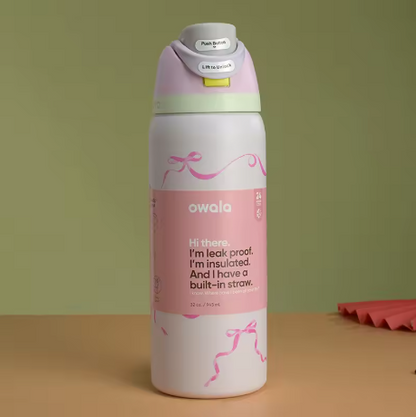 Momenvera Insulated Stainless Steel Water Bottle with Straw-32oz