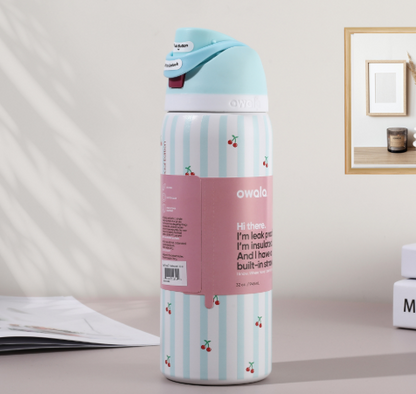 Momenvera Insulated Stainless Steel Water Bottle with Straw-32oz