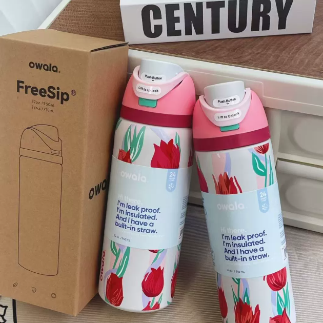 Momenvera Insulated Stainless Steel Water Bottle with Straw-32oz