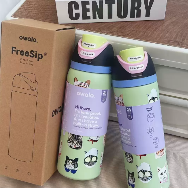 Momenvera Insulated Stainless Steel Water Bottle with Straw-32oz