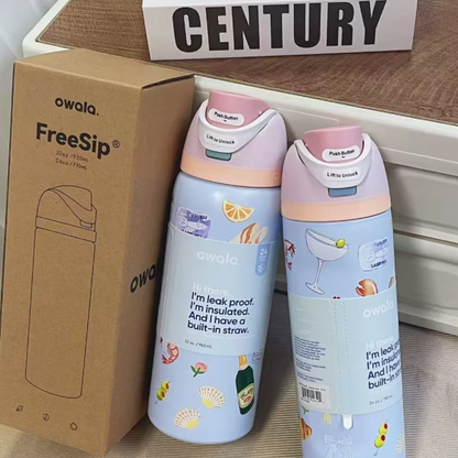 Momenvera Insulated Stainless Steel Water Bottle with Straw-32oz